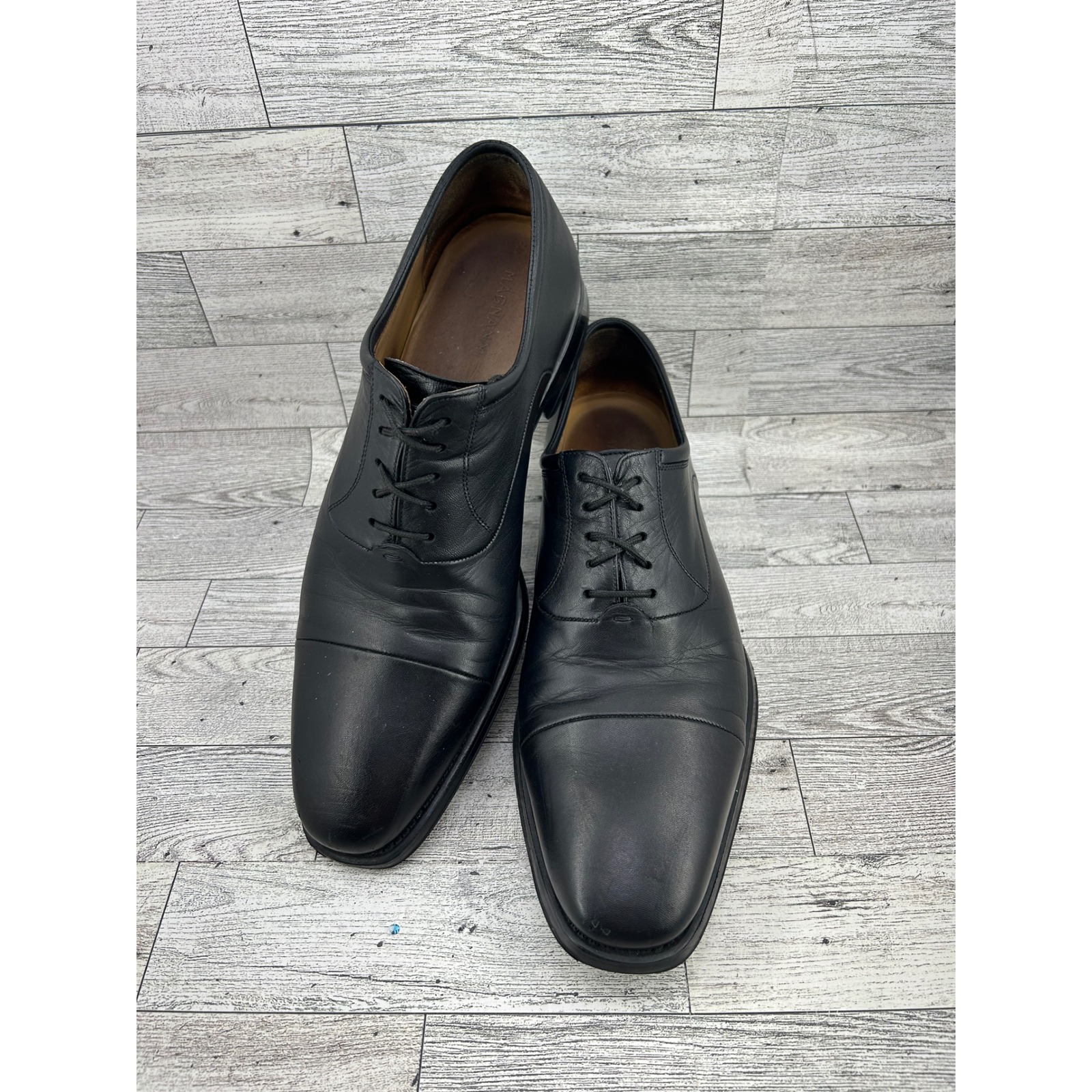 Magnanni Cap Toe Oxford Shoes Black Leather Men Dress Formal Business Size 12